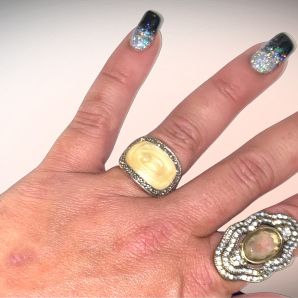 Rare - Silver Vintage Genuine Stone Ring - Picture 2 of 7